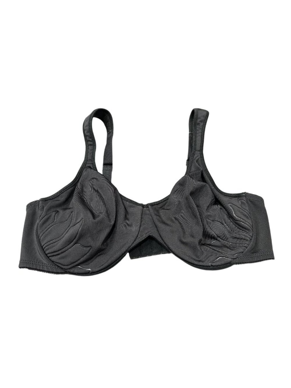 Bali 38C Black Floral Underwire Bra Adjustable Straps Full Coverage Classic